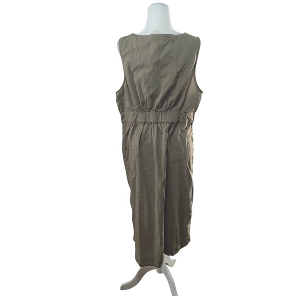 Pact Olive Green Linen Cotton Blend Button Front Midi Dress Gorpcore Granola XL - Picture 8 of 12